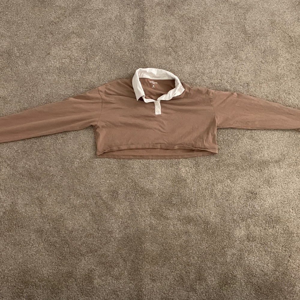 Hollister Copped Collar Shirt Brown